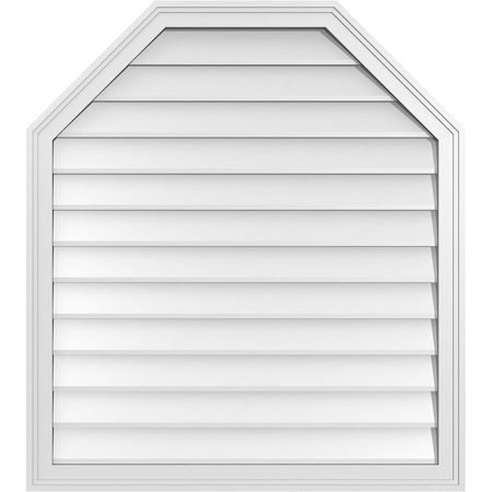 Ekena Millwork Octagonal Top Surface Mount PVC Gable Vent w/ 2"W x 1-1/2"P Brickmould Frame, 34"W x 38"H GVPOT34X3802SN